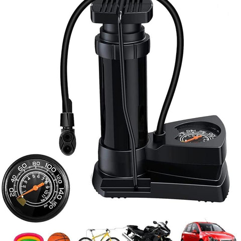 High Pressure Foot Air Pump with Gauge Heavy-Duty Foot Bike Pump