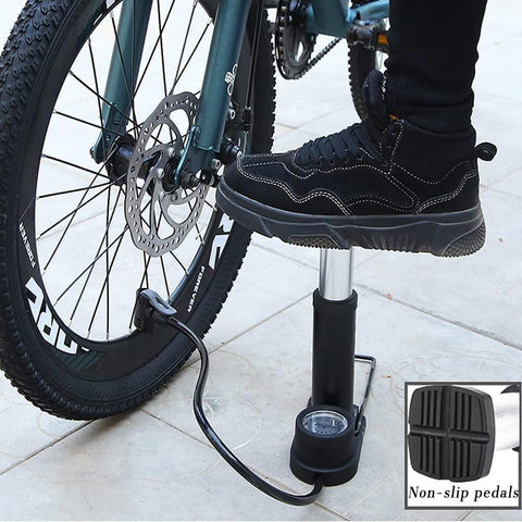 High Pressure Foot Air Pump with Gauge Heavy-Duty Foot Bike Pump